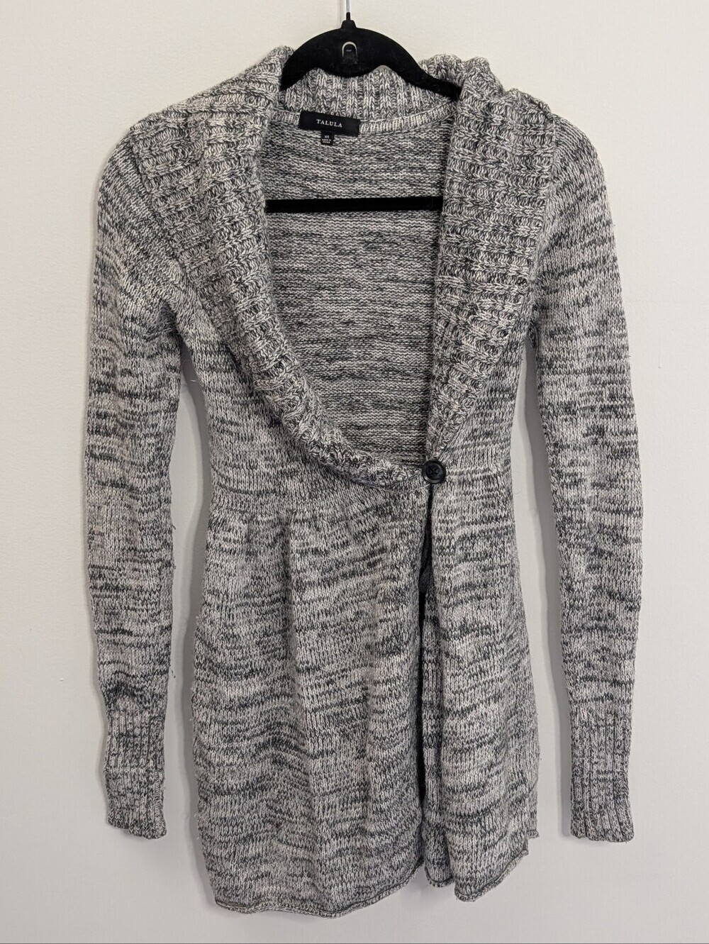 Aritzia Talula Lamb Wool Grey Angora Cardigan Sweater Size XS